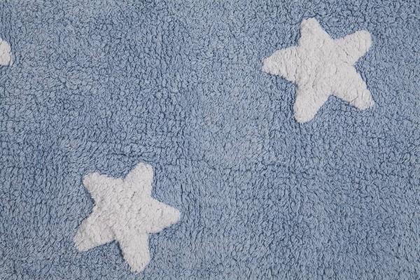 Grote foto wasbaar sterren vloerkleed katoen. blue stars white kinderen en baby complete kinderkamers