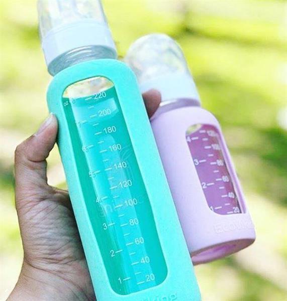 Grote foto brede fles 180 ml met siliconen sleeve pink lavender beauty en gezondheid baby en peuter verzorging