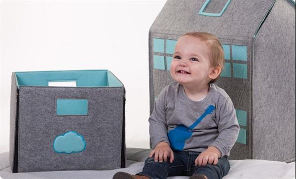 Grote foto vilten speelhuis speelgoedkist playhouse mint blauw kinderen en baby complete kinderkamers