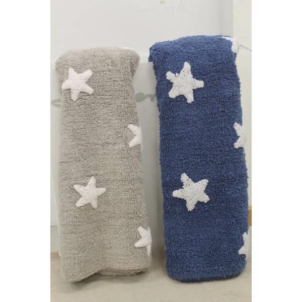 Grote foto wasbaar sterren vloerkleed katoen. grey stars white kinderen en baby complete kinderkamers