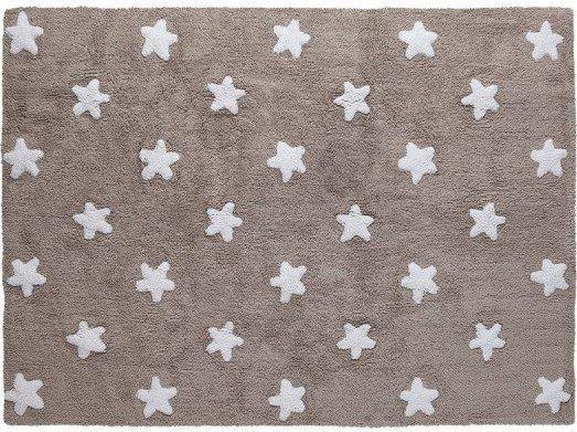 Grote foto wasbaar sterren vloerkleed katoen. grey stars white kinderen en baby complete kinderkamers