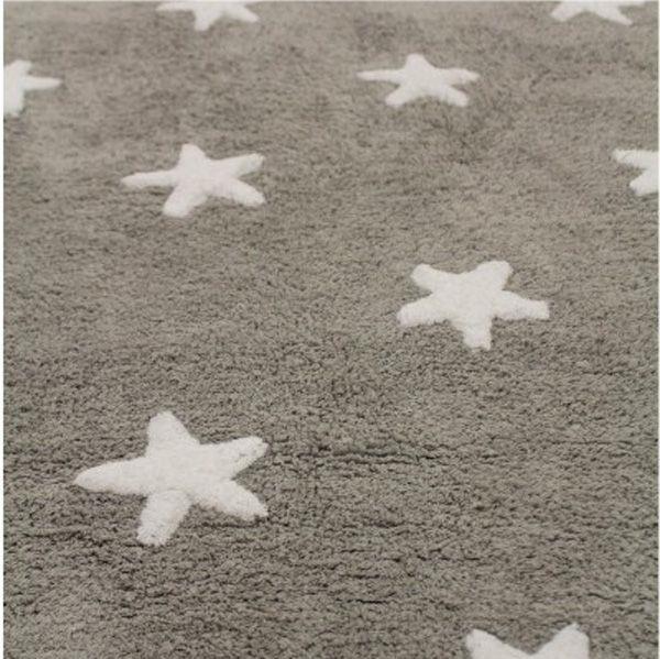 Grote foto wasbaar sterren vloerkleed katoen. grey stars white kinderen en baby complete kinderkamers