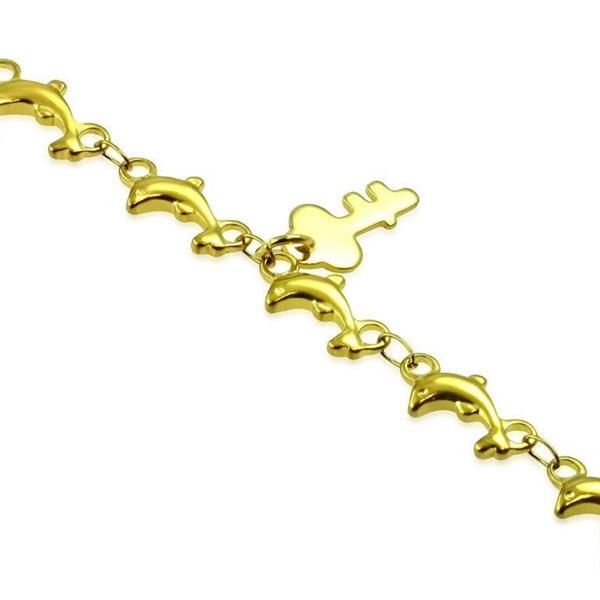 Grote foto goudkleurige sleutel armband van edelstaal kleding dames sieraden