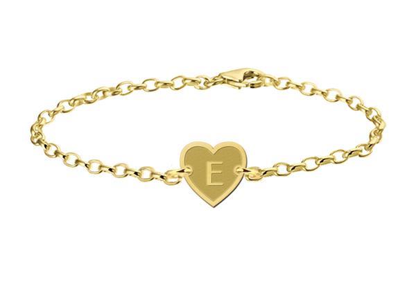Grote foto gouden names4ever armband met hartvormige letterhanger kleding dames sieraden