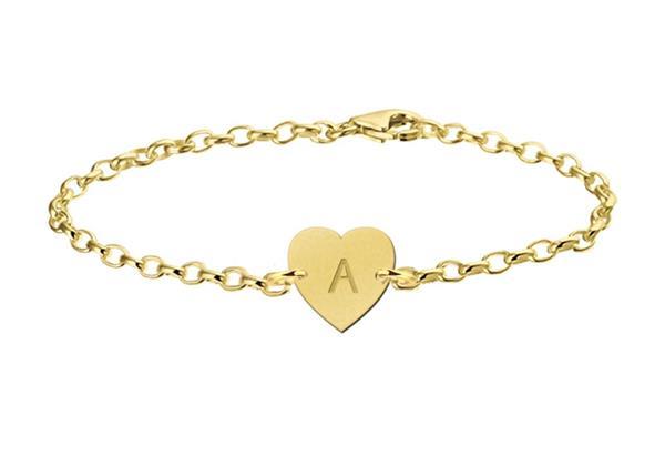 Grote foto gouden armband met hartvormige letterhanger names4ever kleding dames sieraden