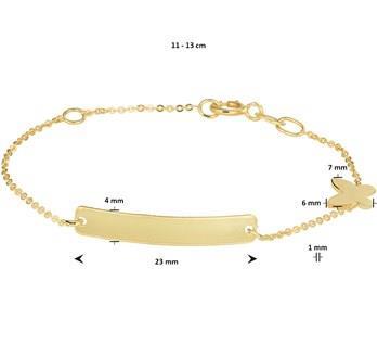 Grote foto gouden vlinder armband met graveerplaatje voor kinderen kleding dames sieraden
