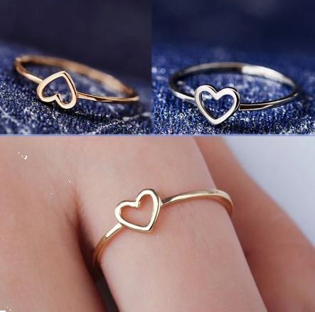 Grote foto charmante heart ring zilver of goud kleur nieuw sieraden tassen en uiterlijk ringen voor haar