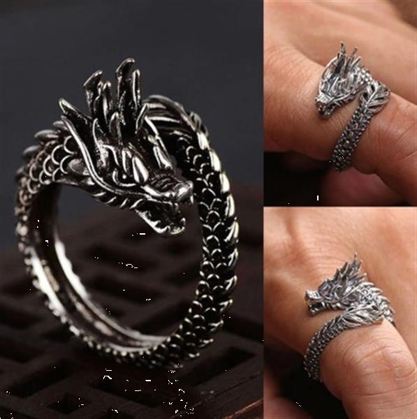 Grote foto verstelbare dragon draken ring nieuw sieraden tassen en uiterlijk ringen voor hem