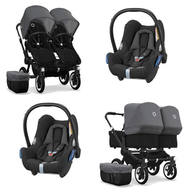 Grote foto bugaboo donkey 2 twin black 2x cabriofix kinderen en baby kinderwagens