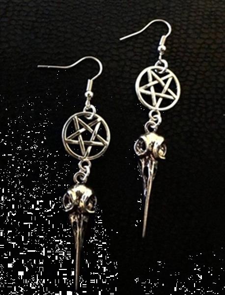 Grote foto gothic raven skull pentagram oorbellen nieuw sieraden tassen en uiterlijk oorbellen