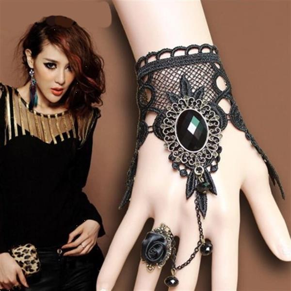 Grote foto gothic rinestone armband zwarte roos ring nieuw sieraden tassen en uiterlijk armbanden voor haar