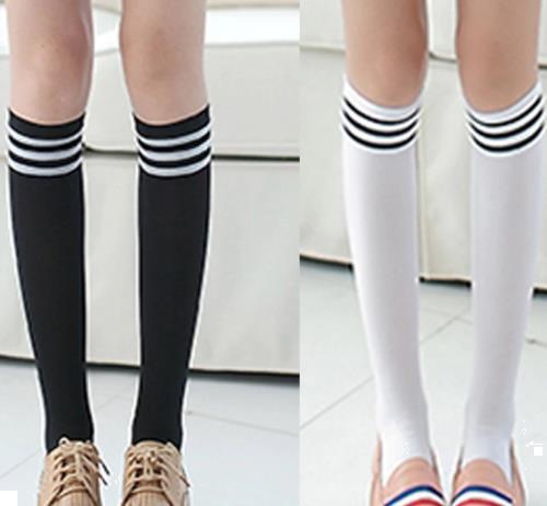 Grote foto gothic stripe zwart wit overknie kousen nieuw kleding dames sokken en kousen