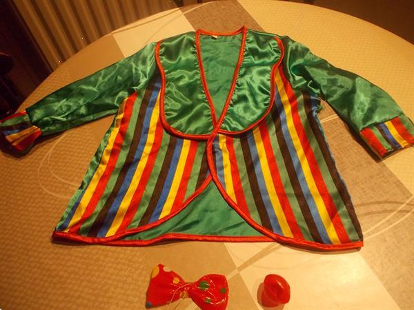 Grote foto kleurrijk clownenpak vest onsie neus strik kinderen en baby carnavalskleding en verkleedspullen