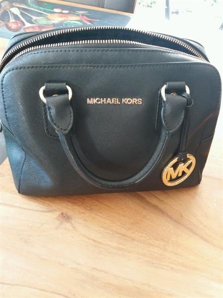 Grote foto zwarte lederen tas van michael kors medium kleding dames damestassen