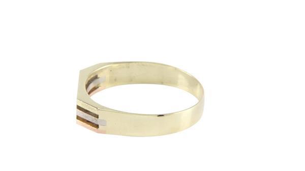Grote foto gouden ring tricolour met diamant 14 krt kleding dames sieraden