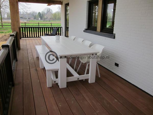 Grote foto steigerhouten tuintafel op maat gemaakt. tuin en terras tuinmeubelen