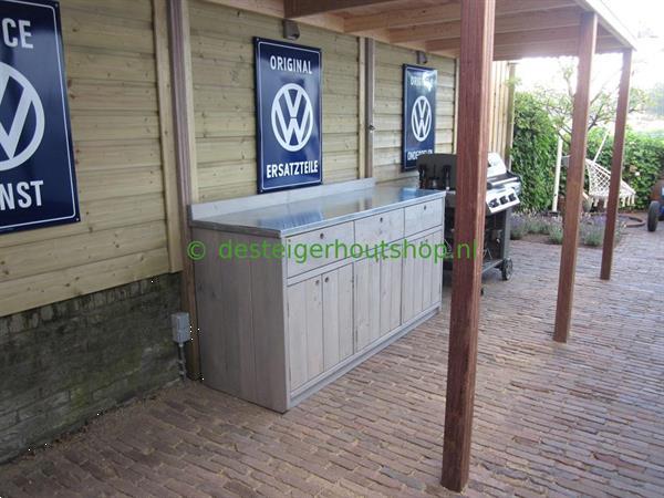 Grote foto steigerhouten tuintafel op maat gemaakt. tuin en terras tuinmeubelen