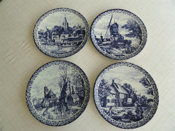 Grote foto 4 borden de vier seizoenen in delfts blauw antiek en kunst keramiek en aardewerk