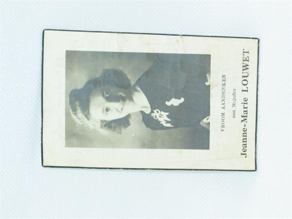 Grote foto bidprentje jeanne marie louwet 1945 verzamelen bidprentjes en rouwkaarten