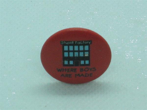 Grote foto button stupid factory where boys are made verzamelen speldjes pins en buttons