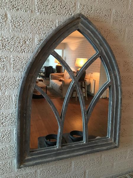 Grote foto 1 spiegel venster met houten frame in grijs gewassen antiek en kunst spiegels