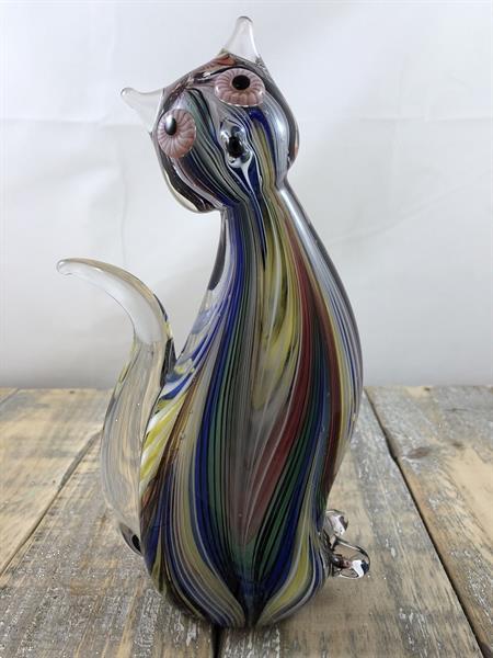 Grote foto murano glazen beeld van een zittende kat antiek en kunst glas en kristal