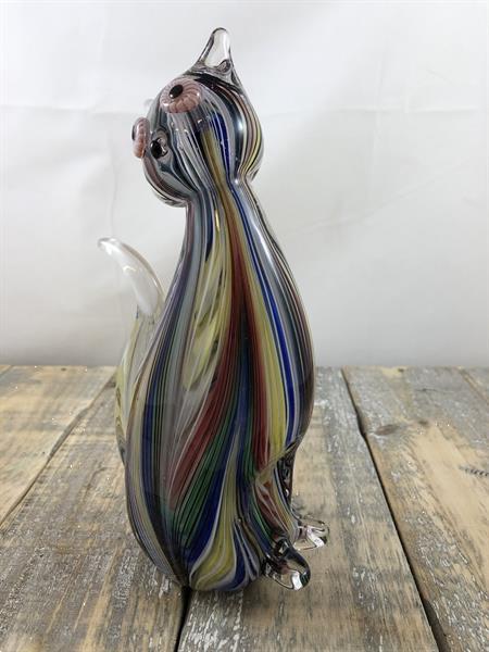 Grote foto murano glazen beeld van een zittende kat antiek en kunst glas en kristal