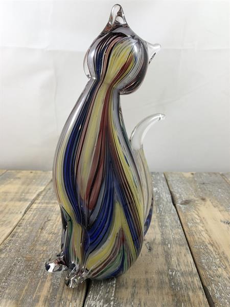 Grote foto murano glazen beeld van een zittende kat antiek en kunst glas en kristal