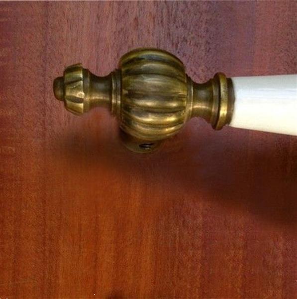 Grote foto 1 deurknop met keramische handvat ivoor gepatineerde messin doe het zelf en verbouw materialen en producten