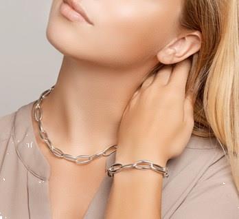 Grote foto zilveren draadschakel collier voor dames kleding dames sieraden