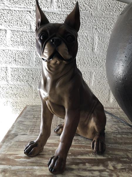 Grote foto franse bulldog model craftwood bruin zittend. tuin en terras tuindecoratie