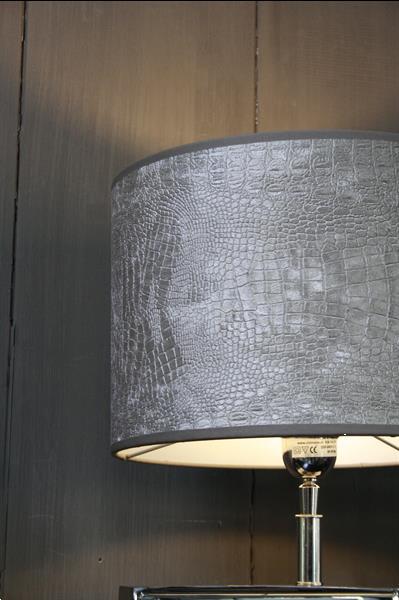 Grote foto tafellamp vierkant zilver chelsea velours kap eric kuster huis en inrichting tafellampen