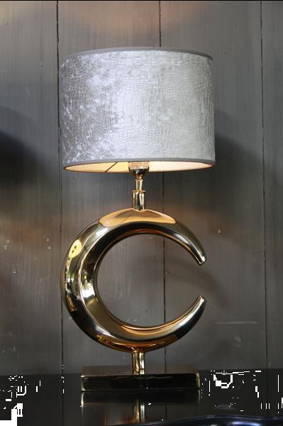 Grote foto tafellamp goud rond chelsea velours kap eric kuster huis en inrichting tafellampen