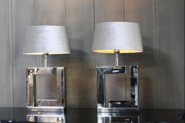 Grote foto tafellamp vierkant zilver velours kap eric kuster huis en inrichting tafellampen