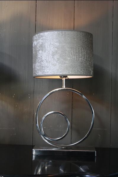 Grote foto tafellamp rond zilver chelsea velours kap eric kuster huis en inrichting tafellampen