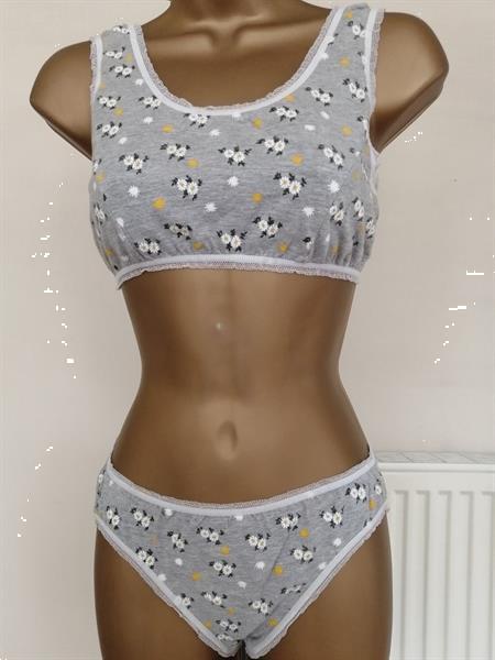 Grote foto lichtgrijze bustier crop top met slip nieuw kleding dames ondergoed en lingerie