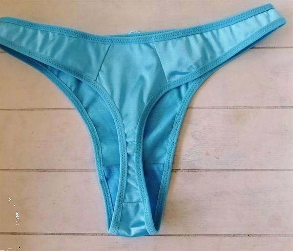 Grote foto turquoise blauwe gesatineerde string s m l kleding dames ondergoed en lingerie