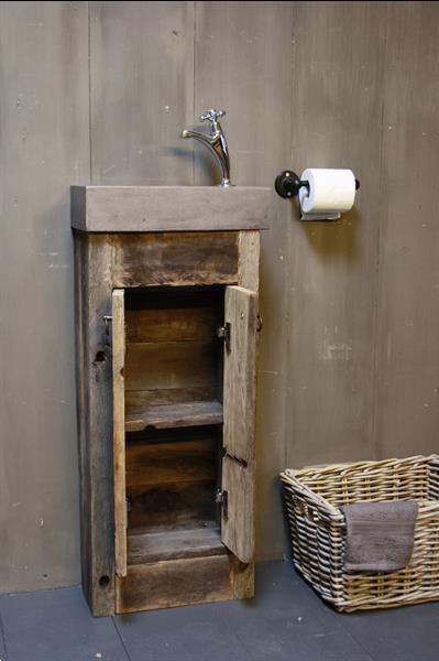 Grote foto oud eikenhouten landelijk toiletmeubel fontein dark grey doe het zelf en verbouw sanitair