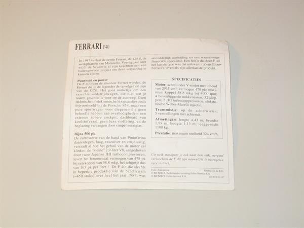 Grote foto prentje ferrari f40 1987 verzamelen kaarten en prenten
