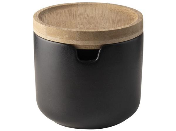 Grote foto suiker en melk set in mat zwart met hout gusta huis en inrichting servies