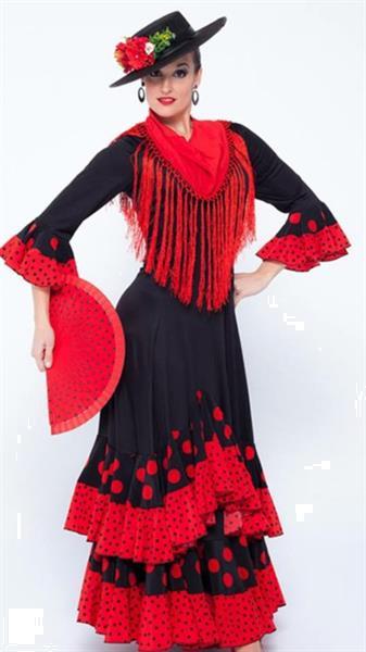 Grote foto spaanse flamenco waaier rood zwart hout kleding dames verkleedkleding