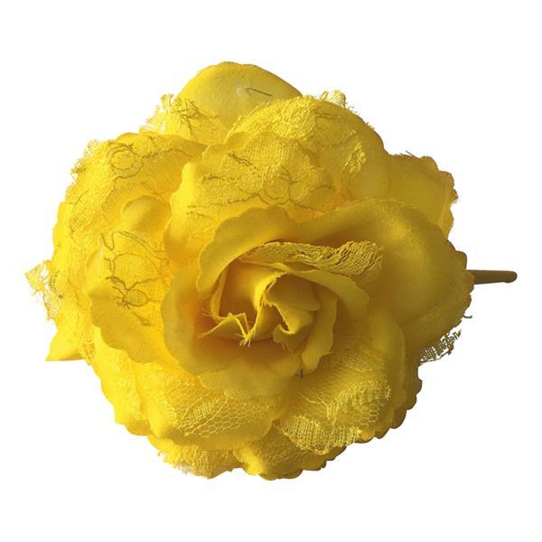 Grote foto spaanse haar roos geel met kant kleding dames verkleedkleding