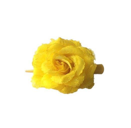 Grote foto spaanse haar roos geel met kant kleding dames verkleedkleding