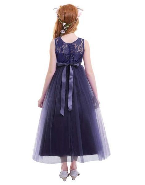 Grote foto communie jurk prinsessenjurk donker blauw bloemenkrans 6 7 kinderen en baby overige