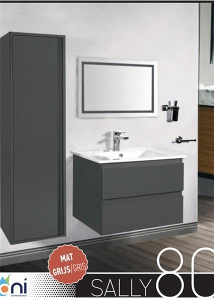 Grote foto sly080.03a glanzend grijs onderkast met keramische lavabo huis en inrichting complete badkamers