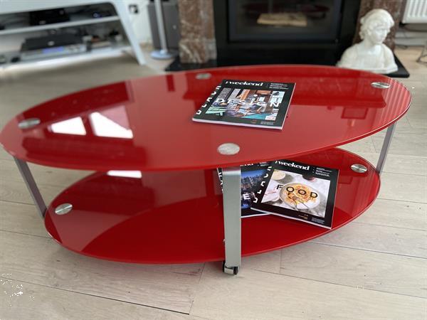 Grote foto ovaal rode glazen salontafel huis en inrichting salontafels