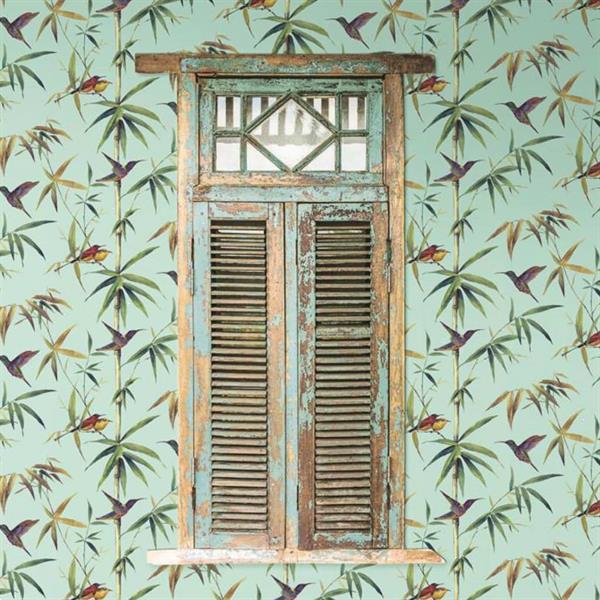 Grote foto noordwand papier peint kolibri and bamboo turquoise huis en inrichting overige huis en inrichting