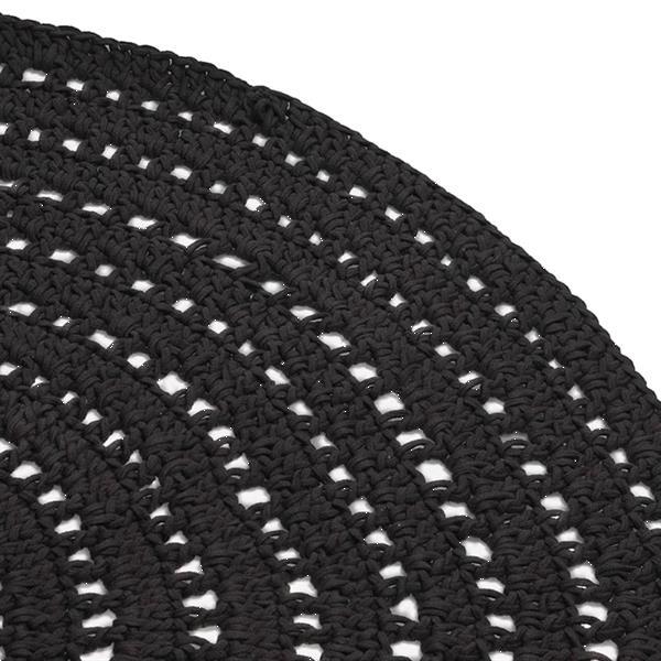 Grote foto label51 tapis tricot coton rond 150 cm noir huis en inrichting vloerbedekking en kleden