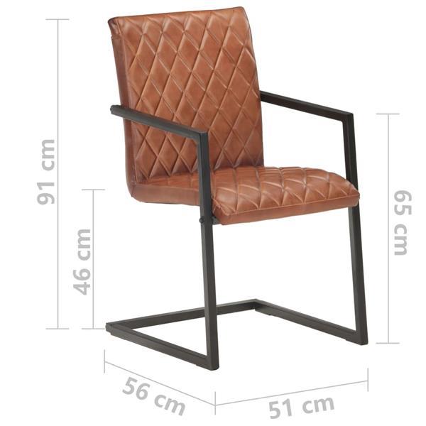 Grote foto vidaxl chaises de salle manger cantilever 2pcs marron cuir huis en inrichting stoelen