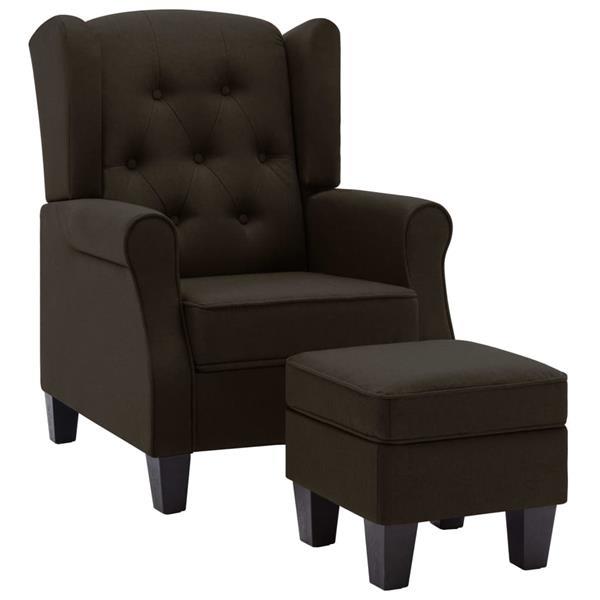 Grote foto vidaxl fauteuil avec repose pied marron fonc tissu huis en inrichting stoelen